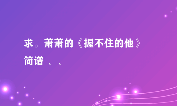 求。萧萧的《握不住的他》 简谱 、、