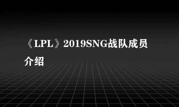 《LPL》2019SNG战队成员介绍