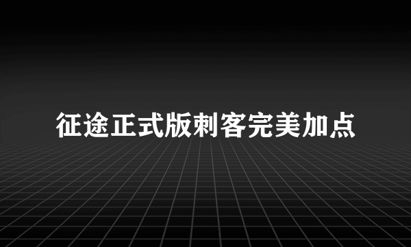 征途正式版刺客完美加点