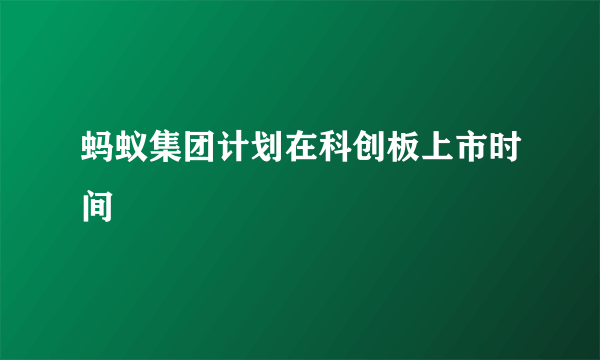 蚂蚁集团计划在科创板上市时间