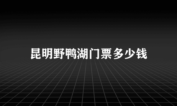 昆明野鸭湖门票多少钱