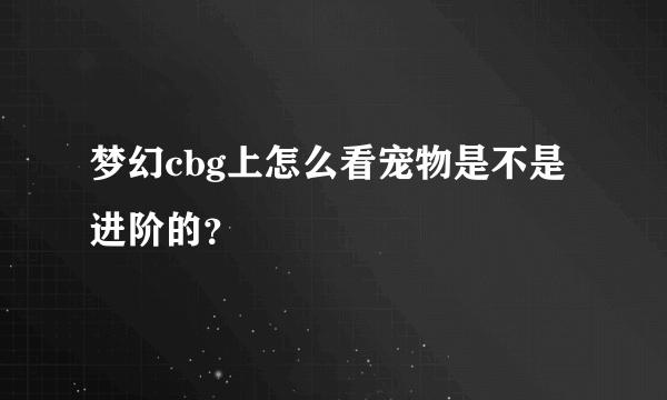 梦幻cbg上怎么看宠物是不是进阶的？