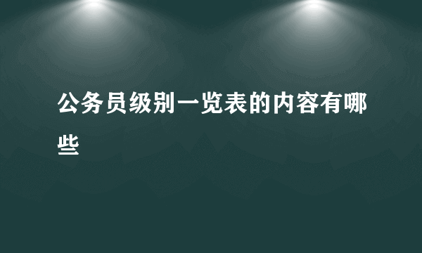 公务员级别一览表的内容有哪些