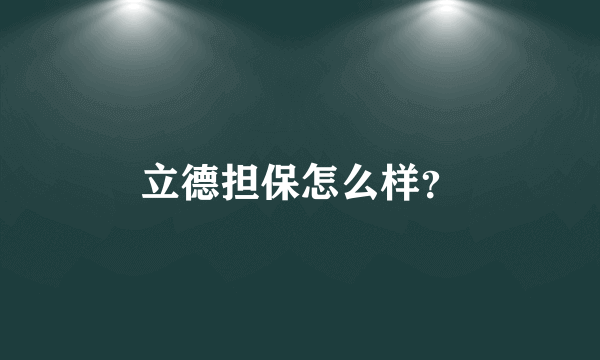 立德担保怎么样？