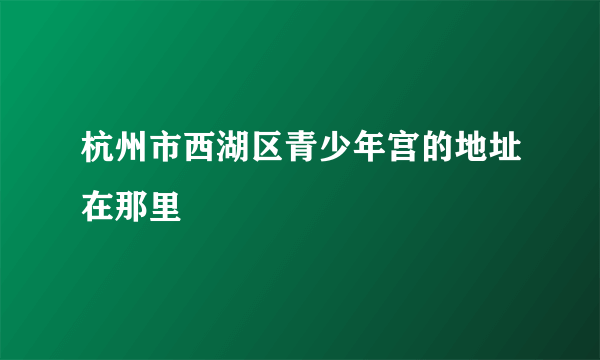 杭州市西湖区青少年宫的地址在那里