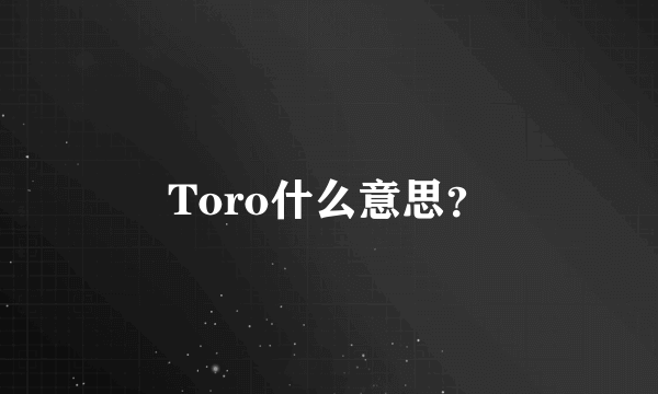 Toro什么意思？