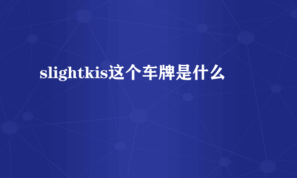 slightkis这个车牌是什么