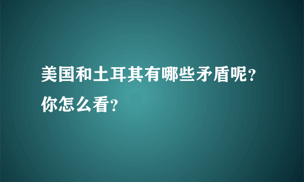 美国和土耳其有哪些矛盾呢？你怎么看？