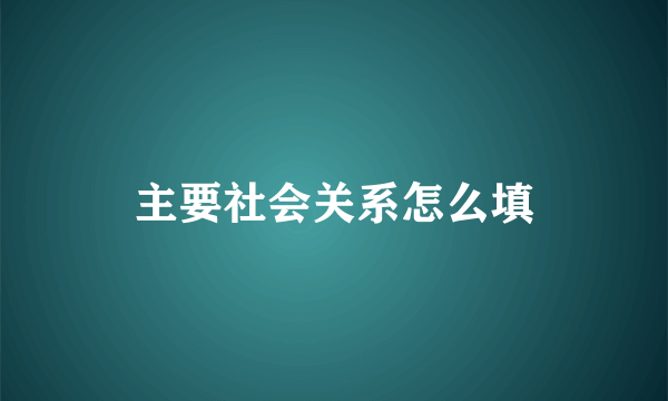 主要社会关系怎么填