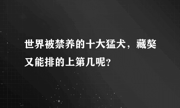 世界被禁养的十大猛犬，藏獒又能排的上第几呢？