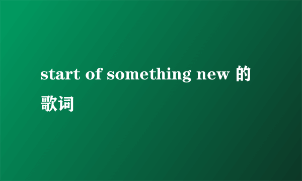 start of something new 的歌词