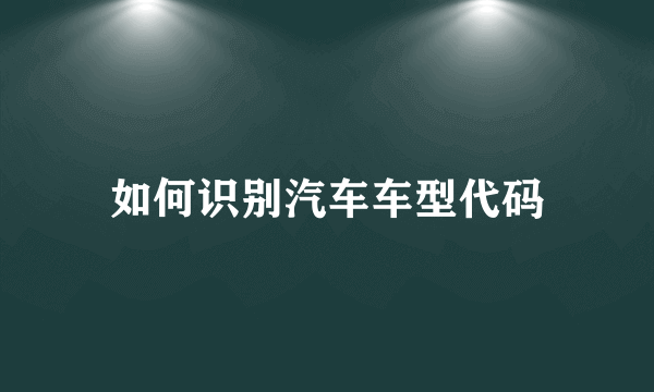 如何识别汽车车型代码