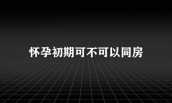 怀孕初期可不可以同房