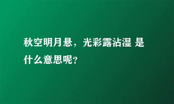 秋空明月悬，光彩露沾湿 是什么意思呢？