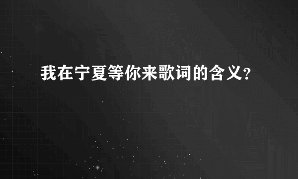 我在宁夏等你来歌词的含义？