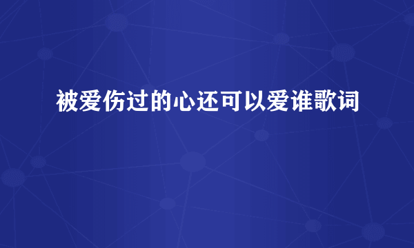 被爱伤过的心还可以爱谁歌词