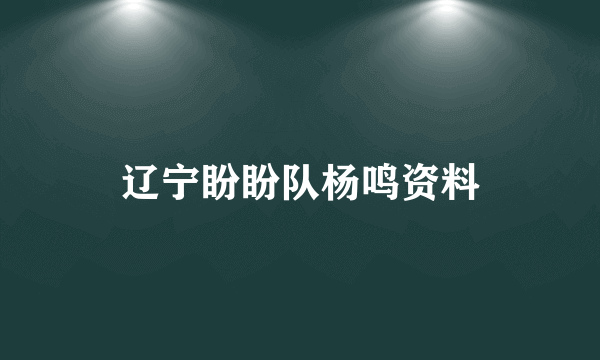 辽宁盼盼队杨鸣资料