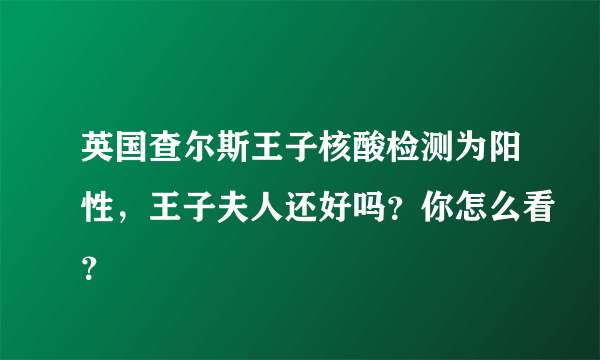 英国查尔斯王子核酸检测为阳性，王子夫人还好吗？你怎么看？