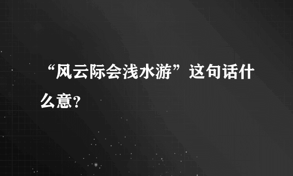 “风云际会浅水游”这句话什么意？