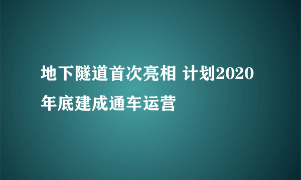 地下隧道首次亮相 计划2020年底建成通车运营