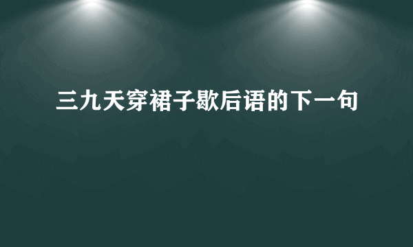 三九天穿裙子歇后语的下一句