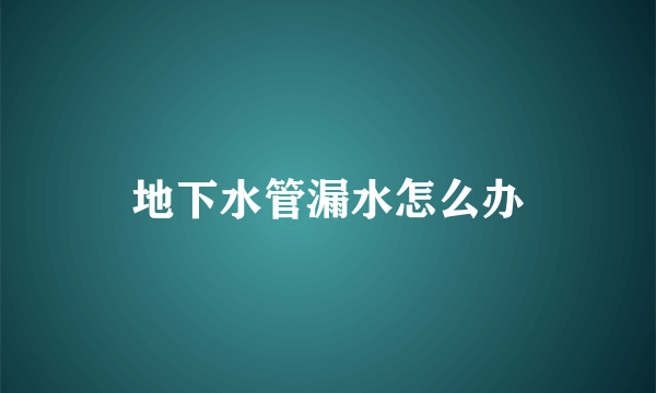 地下水管漏水怎么办