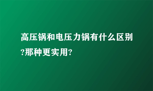 高压锅和电压力锅有什么区别?那种更实用?