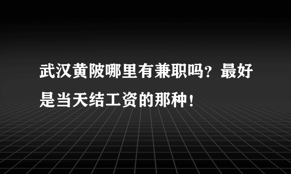 武汉黄陂哪里有兼职吗？最好是当天结工资的那种！