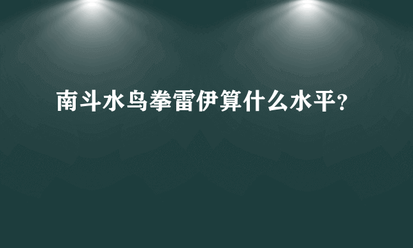 南斗水鸟拳雷伊算什么水平？