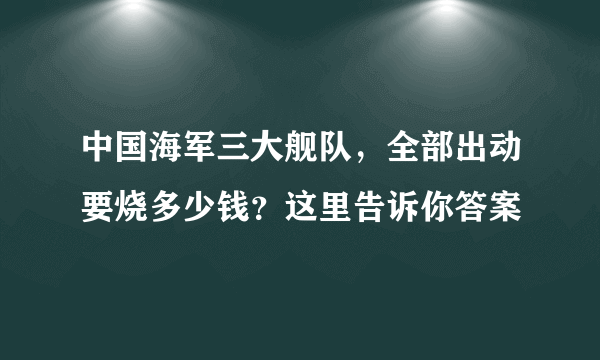 中国海军三大舰队，全部出动要烧多少钱？这里告诉你答案