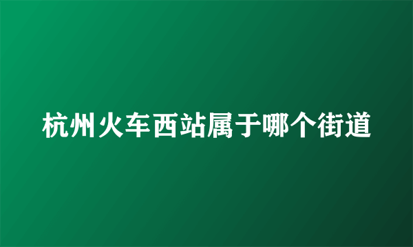 杭州火车西站属于哪个街道