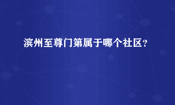 滨州至尊门第属于哪个社区？