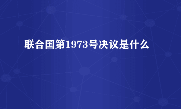 联合国第1973号决议是什么