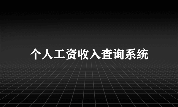 个人工资收入查询系统