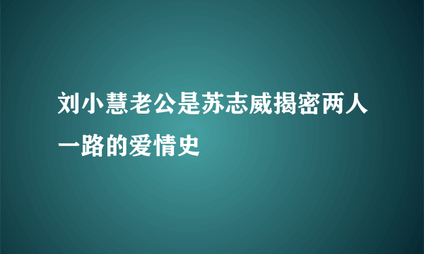 刘小慧老公是苏志威揭密两人一路的爱情史