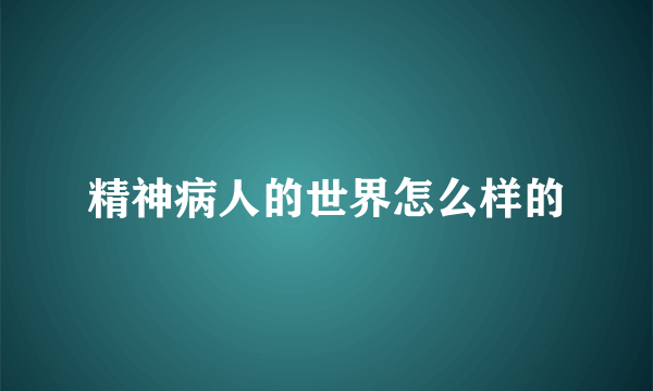 精神病人的世界怎么样的