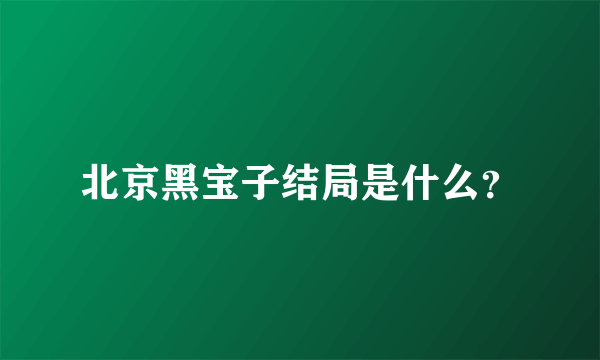 北京黑宝子结局是什么？