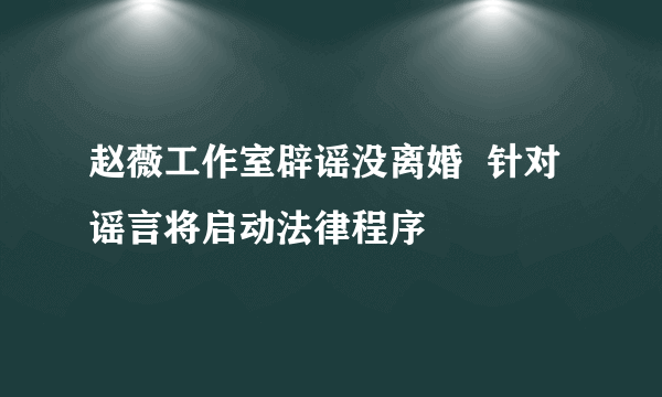 赵薇工作室辟谣没离婚  针对谣言将启动法律程序