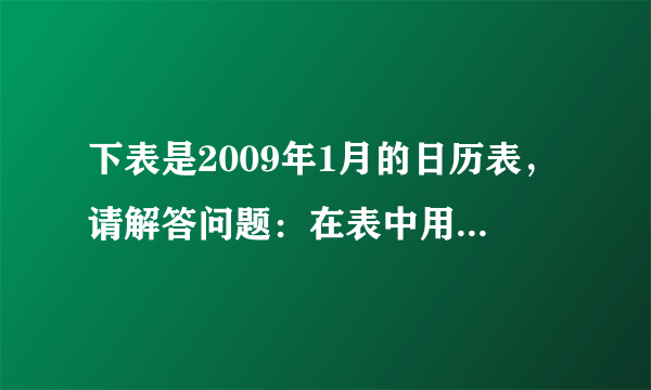 下表是2009年1月的日历表，请解答问题：在表中用形如图的平行四边形框框出4个数，若框出的4个数的和为78，请你通过列方程的办法，求出它分别是哪4天？