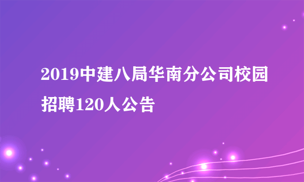 2019中建八局华南分公司校园招聘120人公告