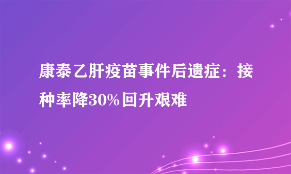 康泰乙肝疫苗事件后遗症：接种率降30%回升艰难