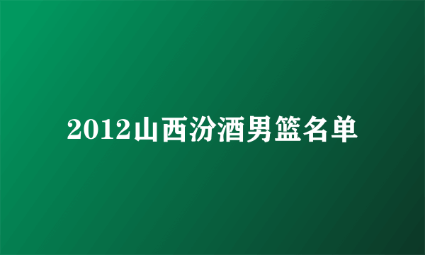 2012山西汾酒男篮名单