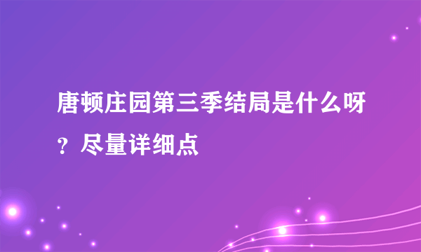 唐顿庄园第三季结局是什么呀？尽量详细点