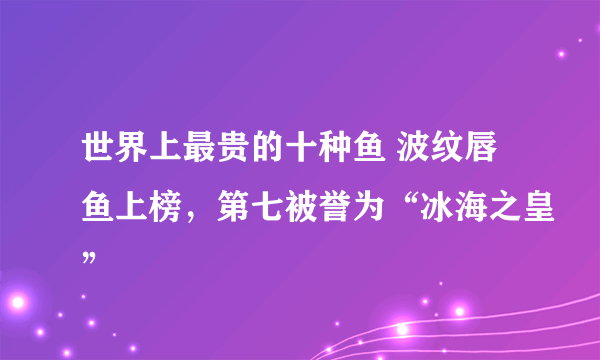 世界上最贵的十种鱼 波纹唇鱼上榜，第七被誉为“冰海之皇”