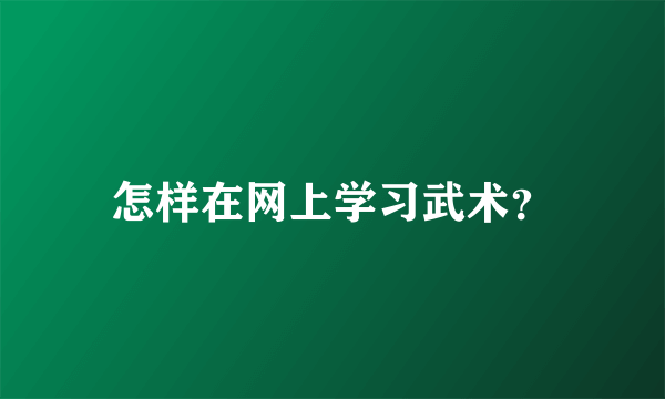 怎样在网上学习武术？