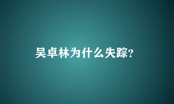 吴卓林为什么失踪？