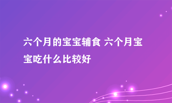 六个月的宝宝辅食 六个月宝宝吃什么比较好