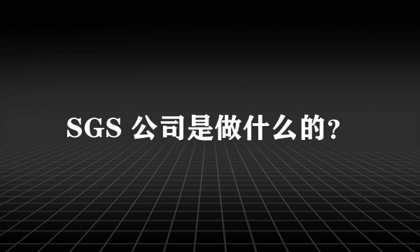 SGS 公司是做什么的？