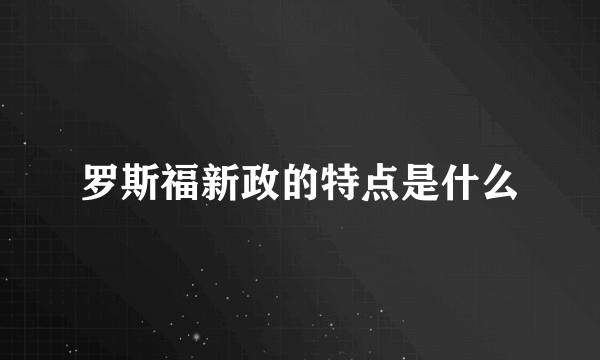 罗斯福新政的特点是什么