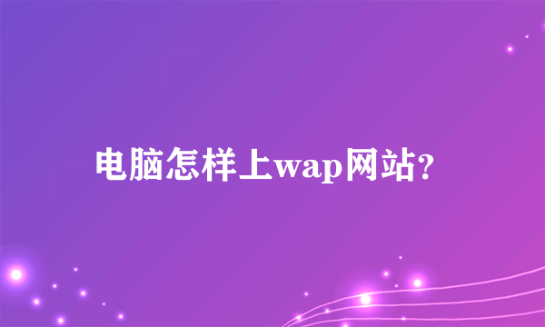 电脑怎样上wap网站？